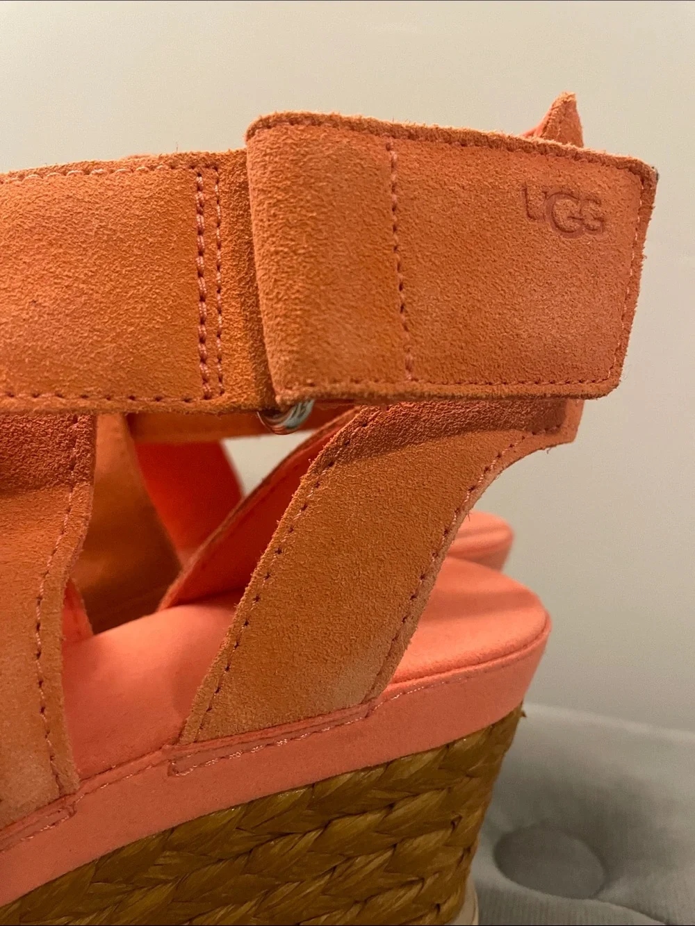 UGG Coral Suede Braided Wedge Sandals with Ankle Strap